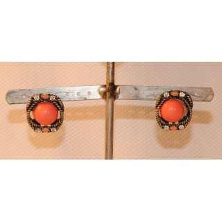 Stecker, Ohrringe, silber/lachs, Straß