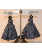 Ohrstecker, grau, Quaste