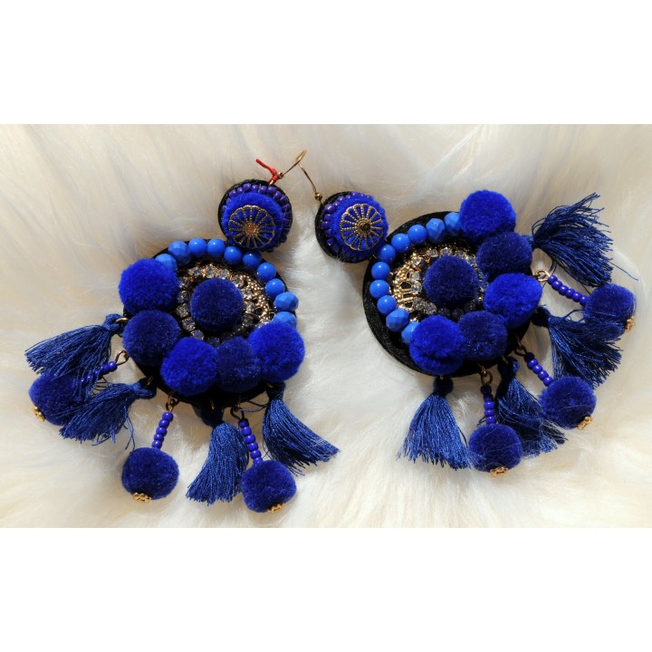 Ohrhänger, Ohrringe, royalblau