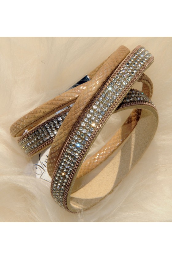 Armband, Echt Leder, beige,...