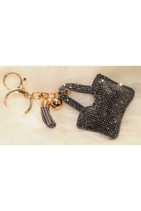 Schlüsselanhänger, Anhänger, Tasche, grau/gold