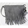 Umhängetasche mit Verlängerung, Fransentasche, grau