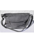 Umhängetasche mit Verlängerung, Fransentasche, grau