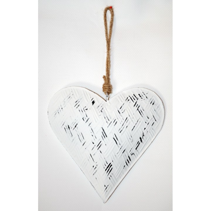 Metallherz, weiß, Shabby Chic, zum Hängen