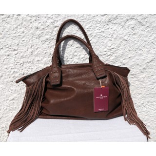 Tasche, Fransentasche, Umhängetasche, braun, Kunstleder