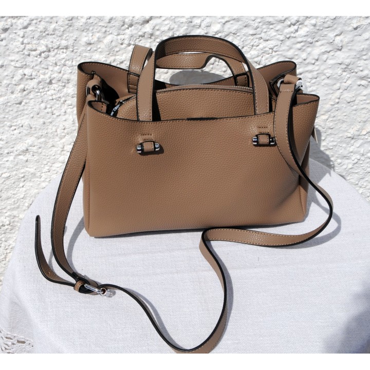Tasche, Umhängetasche, Kunstleder, beige