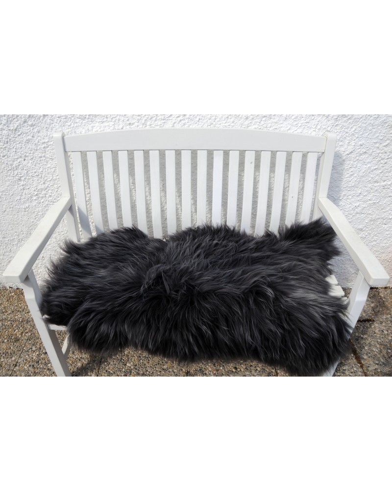 Island Schaffell, grau meliert, langes Fell, Länge 100 cm