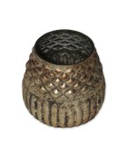 Windlicht, Glas, gold, gemustert, leicht durchsichtig