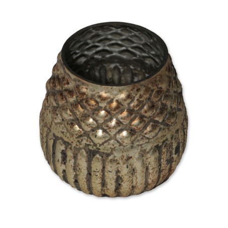 Windlicht, Glas, gold, gemustert, leicht durchsichtig