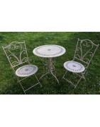 Garten-Garnitur, 3-teilig, Metall/ rosa lackiert, rund, Lochmuster, stabil