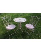 Garten-Garnitur, 3-teilig, Metall/ rosa lackiert, rund, Lochmuster, stabil