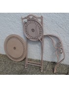 Garten-Garnitur, 3-teilig, Metall/ rosa lackiert, rund, Lochmuster, stabil