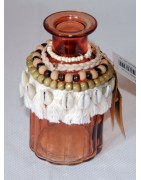 Vase, Glas, orange, Perlen, Fransenborte, Muscheln