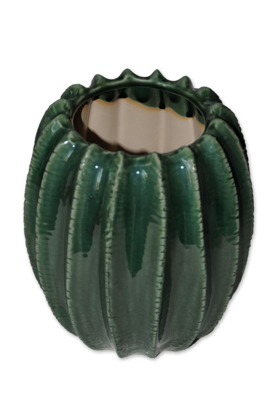 Vase, Kaktus, grün, Keramik