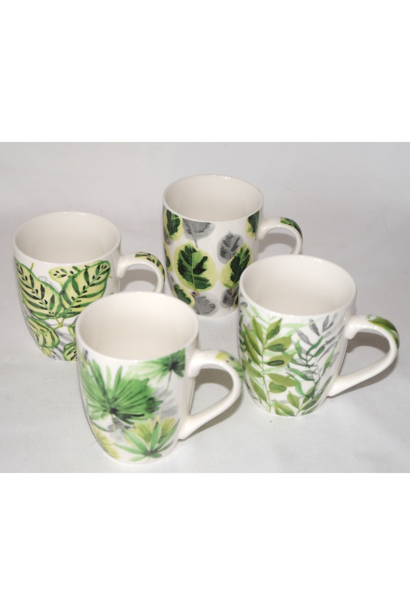 Tassen, Dschungel, 4er-Set, sortiert, Keramik