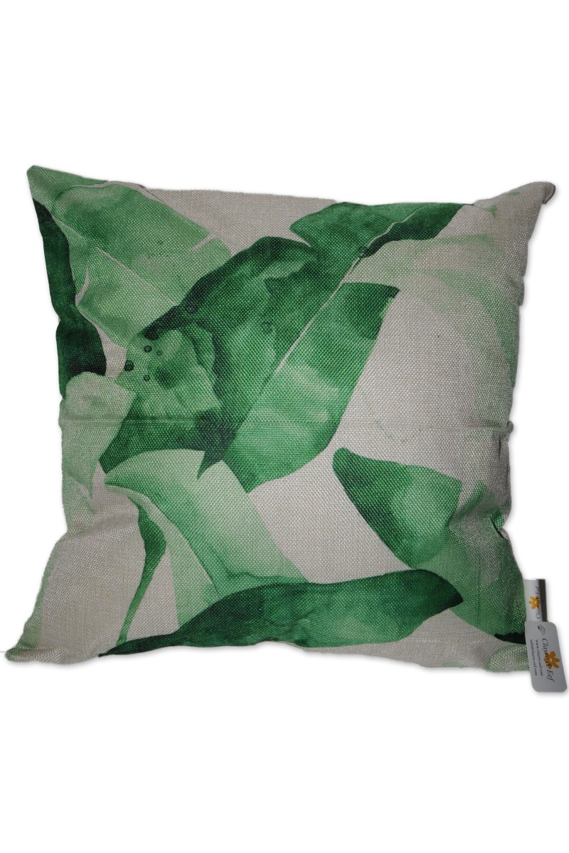 Kissenhülle, Palmblätter, Textil, grün/weiß