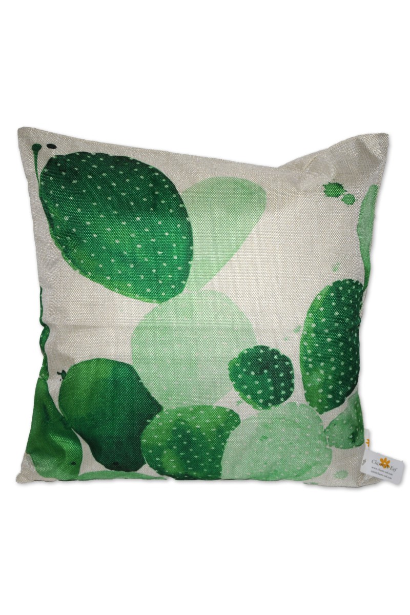 Kissenhülle, Kaktus, grün/weiß