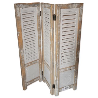 Shutter, Dekoshutter, Sonnenschutz, 3-teilig, weiß/natur, Holz