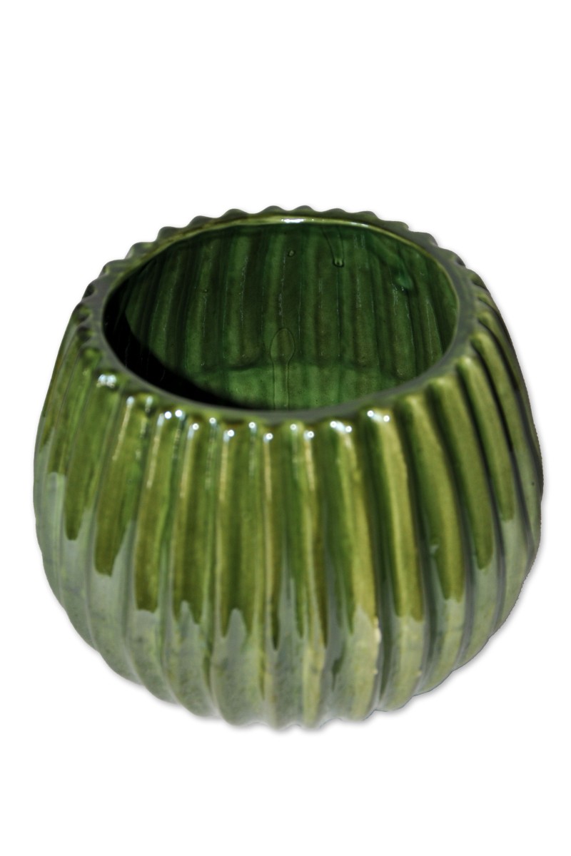 Vase, Kaktus, Deko-Objekt, Keramik, grün, bauchig