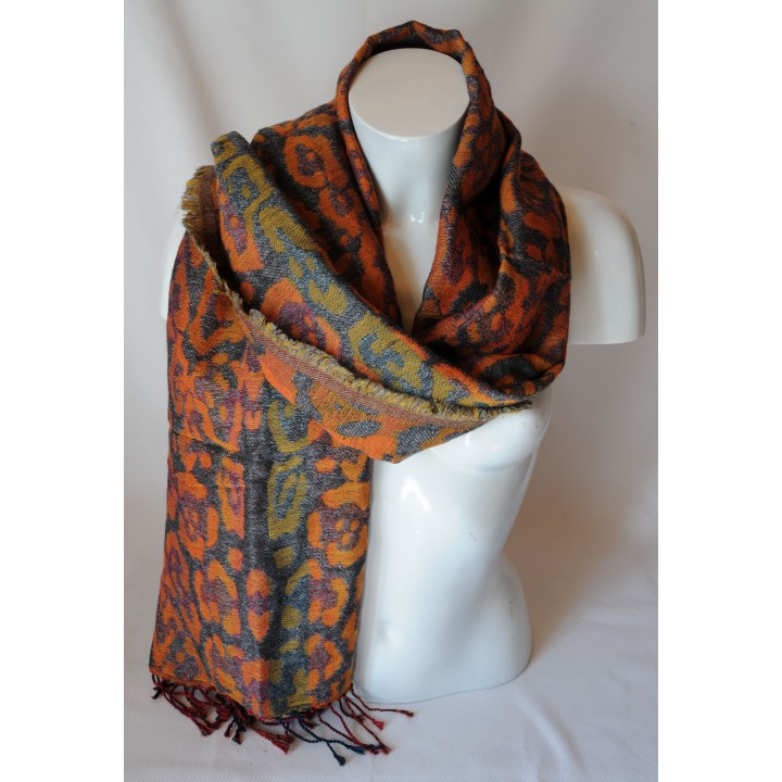 Schal, Leoprint, orange/braun