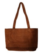 Ledershopper, Tasche, echt Leder, cognac, Vorderseite Leoprint, Fell