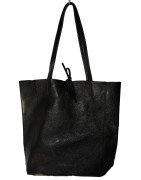 Ledershopper, Tasche, echt Leder, schwarz