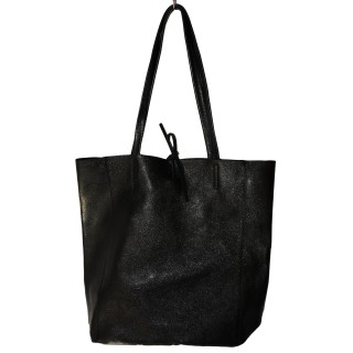 Ledershopper, Tasche, echt Leder, schwarz