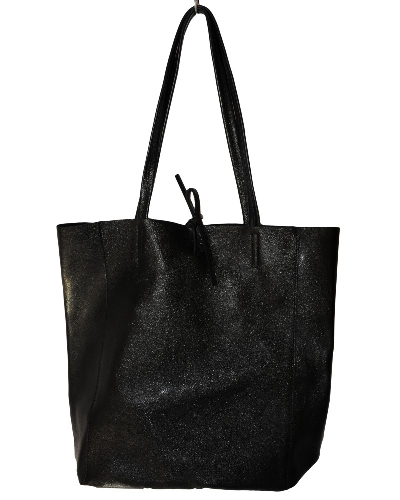 Ledershopper, Tasche, echt Leder, schwarz