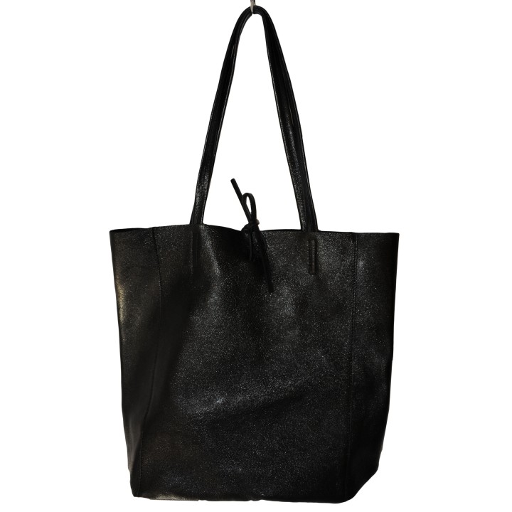 Ledershopper, Tasche, echt Leder, schwarz