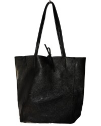 Ledershopper, Tasche, echt Leder, schwarz