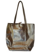 Ledershopper, Tasche, echt Leder, gold