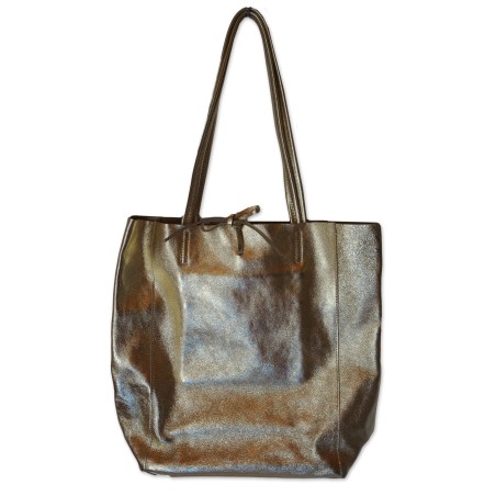 Ledershopper, Tasche, echt Leder, gold