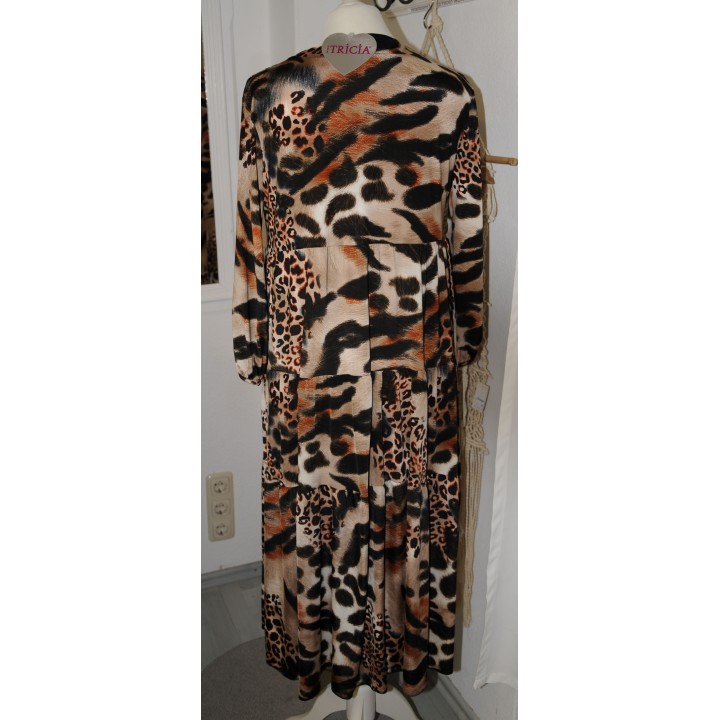 Kleid, lang, braun/schwarz/rost gemustert, Animalprint