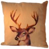 Kissen, Hirschmotiv, seitlich blickend, braun, Rückseite uni, Oberstoff 100% Baumwolle