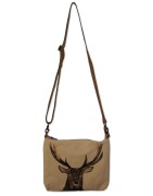 Tasche, Umhängetasche, Hirschmotiv vorne, Rückseite uni