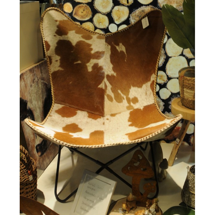 Butterfly-Chair, Sessel, Kuhfell, braun, brown, zerlegbar