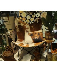 Butterfly-Chair, Sessel, Kuhfell, braun, brown, zerlegbar