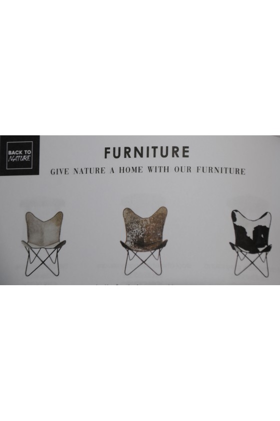 Butterfly-Chair, Sessel, Kuhfell, braun, brown, zerlegbar