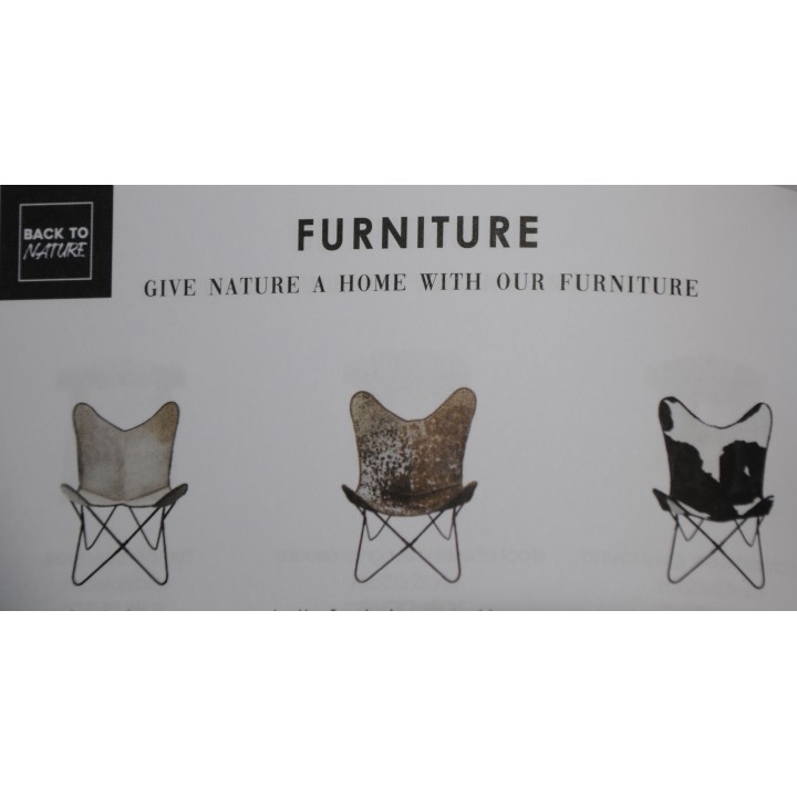 Butterfly-Chair, Sessel, Kuhfell, braun, brown, zerlegbar