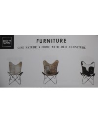 Butterfly-Chair, Sessel, Kuhfell, braun, brown, zerlegbar