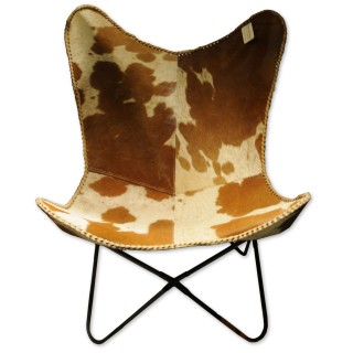 Butterfly-Chair, Sessel, Kuhfell, braun, brown, zerlegbar