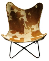 Butterfly-Chair, Sessel, Kuhfell, braun, brown, zerlegbar