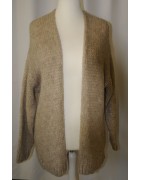 Strickmantel, beige, offen, Grobstrick, halblang