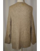 Strickmantel, beige, offen, Grobstrick, halblang