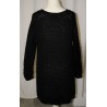 Strickjacke, schwarz, lang, offen, Grobstrick