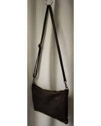 Umhängetasche, Tasche, echt Leder, dunkelbraun, geflochten