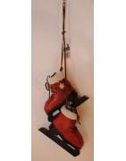 Anhänger, Schlittschuhe, Metall, rot/schwarz/weiß