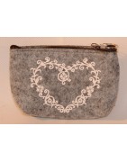 Tasche, Filztasche, Schlüsselmäppchen, grau, Druck weiß