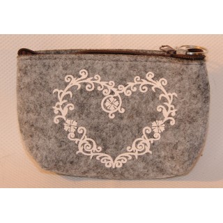 Tasche, Filztasche, Schlüsselmäppchen, grau, Druck weiß