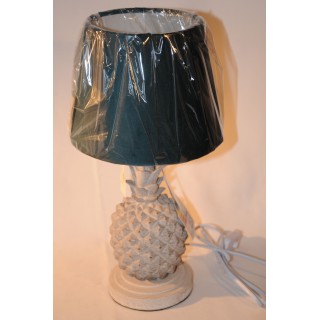 Stehlampe, Ananas, grau, Textilschirm petrol